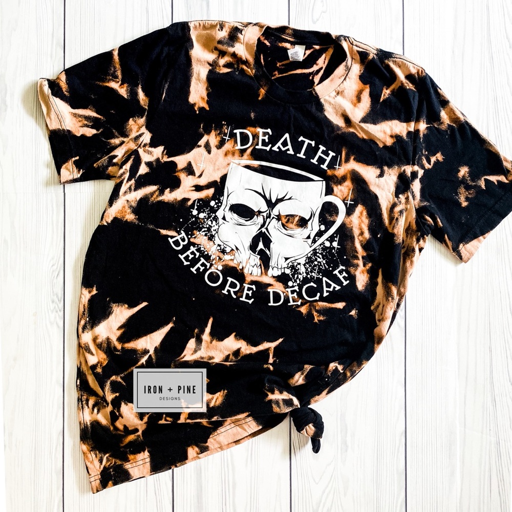 Death before decaf skull coffee shirt
